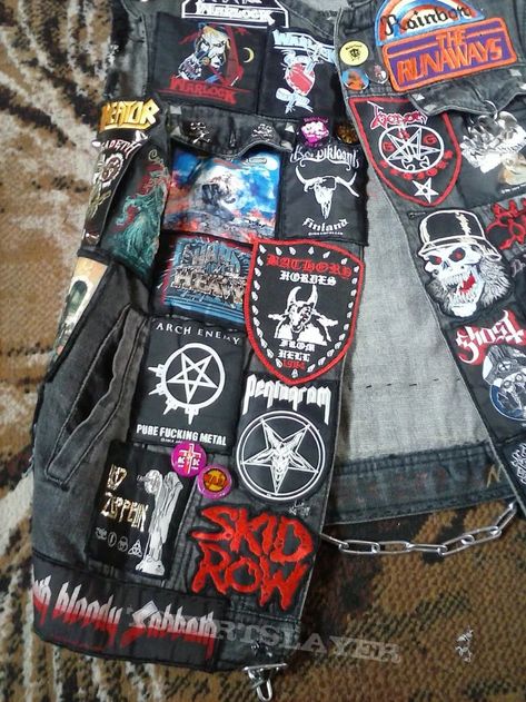 Battle Jackets, Battle Vest, Jacket Ideas, Patch Jacket, Battle Jacket, Arch Enemy, Leather Denim, Patches Jacket, Vest Jacket