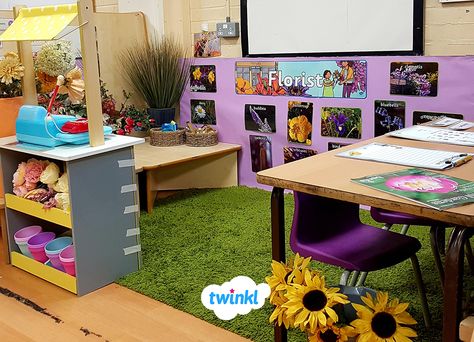 Turn your classroom into a colourful florist shop with our ready made role play pack, containing everything you need to set up this role play area! Sign up to download.   #florist #flowers #roleplay #classroom #classroomroleplay #classroomideas #teaching #teacher #teachingresources #eyfs #earlyyears #primaryschool #school #education Spring Role Play Eyfs, Office Role Play Eyfs, Role Play Areas Eyfs Home Corner, Role Play Home Corner Eyfs, Garden Centre Role Play, Role Play Areas Eyfs, Role Play Shop, Colouring Activities, Grocery Store Shopping