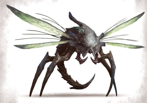 Bad Bug Poison Creature Concept Art, Subnautica Creatures Concept Art, Bug Creature Design, Spore Creatures Ideas, Insect Monster Art, Insect Monster Concept Art, Scorpion Concept Art, Insect Monster, Bug Monster