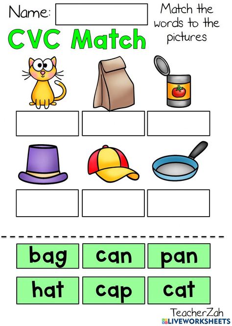 Cvc For Kindergarten Free Printable, Cvc For Kindergarten, Phonics Cvc Worksheet, Cvc Worksheets First Grade, Cvc Am Words Worksheets, An Words Worksheets, At Words Worksheets, Cvc Activities Kindergarten, Writing Cvc Words Worksheets