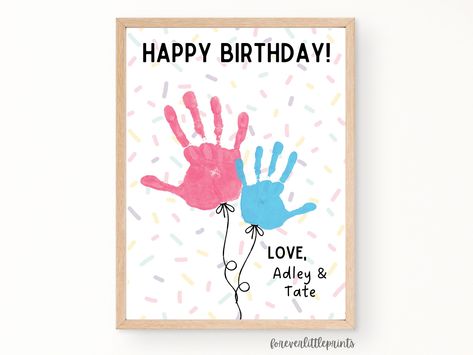 Handprint Birthday Card, Happy Birthday Mommy, Balloons Art, Handprint Keepsake, Grandma Birthday Card, Handprint Craft, Happy Birthday Dad, Handprint Crafts