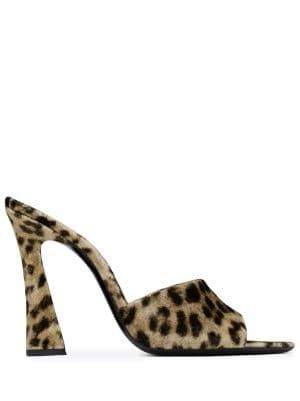 Leopard High Heels, Leopard Mules, Cheetah Print Heels, Ysl Heels, Les Brown, Leopard Heels, Fancy Shoes, Shoe Inspo, Saint Laurent Shoes