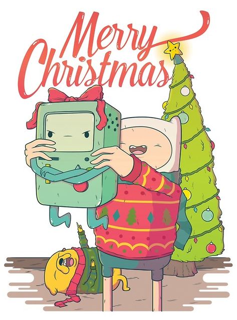 Merry Christmas, Xmas Art Inspiration Christmas Cute Drawing, Christmas Adventure Time, Adventure Time Christmas, Merry Christmas Art, Pfp Christmas, Jake Adventure Time, Adveture Time, Xmas Art, Adventure Time Wallpaper