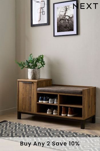 Shoe Storage | Shoe Racks & Cabinets | Next UK Small Entrance Hall Ideas, Front Door Shoe Storage, Hall Bench With Storage, Entrance Hall Furniture, Small Entrance Halls, Hallway Seating, Entrance Hall Decor, Hallway Storage Bench, House Staircase