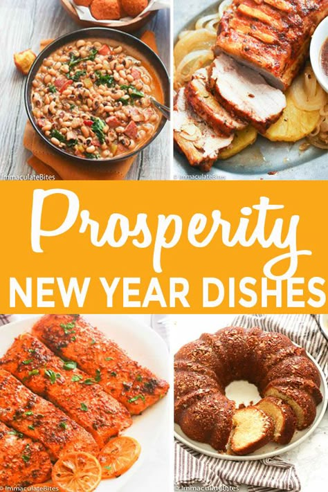 New Year Dishes for Prosperity #food  #meals #ideas #menuplanning #newyear #newyearseveparty New Years Main Dish, New Years Day Recipes, Holiday Meat, New Year Dishes, New Years Day Dinner, New Years Day Meal, New Year Menu, Lucky Food, New Year's Desserts