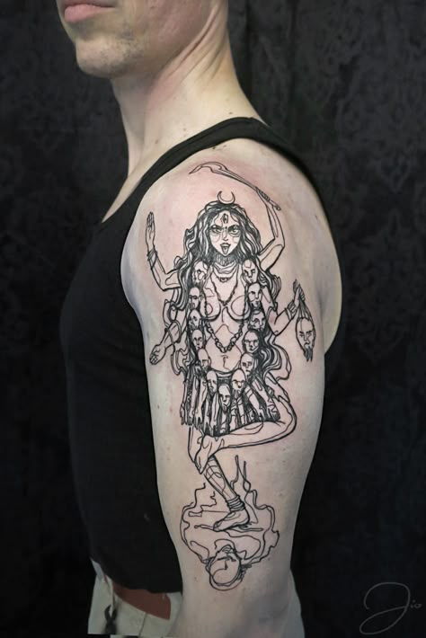 Goddess Kali Tattoo, Kali Tattoo Design, Kali Tattoos, Kali Art, Kali Tattoo, Powerful Goddess, Spine Tattoo Ideas, Ma Kali, Durga Kali