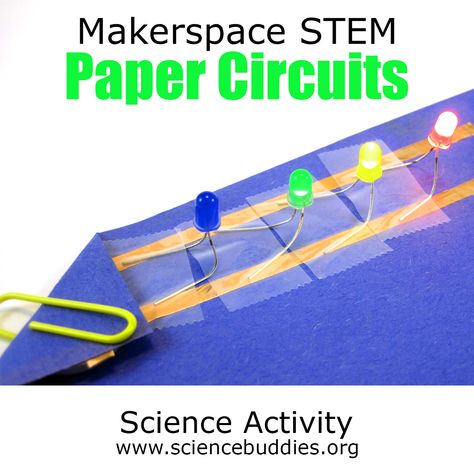 Get creative with paper circuits and use copper tape and coin cell batteries to add light-up LED effects to cards, art, or other projects.   #makerspace #papercircuits #electronics #sciencefair #maker #scienceproject #scienceteacher #STEAM #creativeSTEM #scienceactivity  #scienceactivity Copper Tape Circuit, Paper Circuits Projects, Circuits Science, Paper Circuit, Physical Science Activities, Paper Circuits, Light Pictures, Copper Tape, Steam Projects