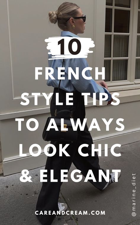 Discover the charm of French fashion and learn how to dress like a French woman with our 10 french style tips. From the timeless essentials that make up the French girl look to the elegance of classy Parisian style, these ten tips are your guide to always looking elegant in a Parisian chic way. French clothing style, French outfits, Paris fashion, Paris aesthetic. Classy Parisian Style, French Outfits, French Inspired Fashion, Chic French Style, French Wardrobe, French Women Style, Mode Tips, Parisian Chic Style, French Outfit