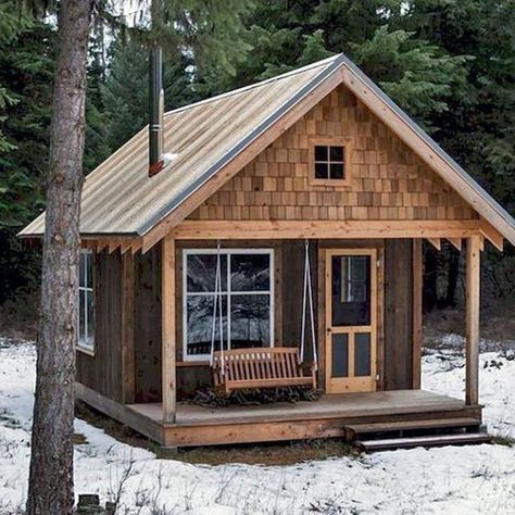 Tiny Cabins, Log Cabin Homes, Casa Hobbit, Cabin Small, Wooden Cabin, Log Cabin Ideas, Small Log Cabin, Guest Cabin, Little Cabin