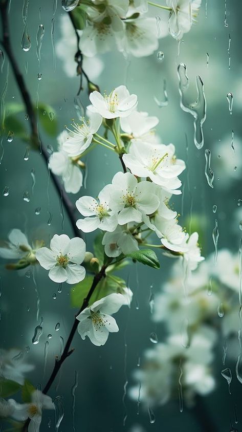 Jasmine Flower Aesthetic Wallpaper, Iphone Wallpaper Cherry, Rain Phone Wallpaper, Jasmine Flower Aesthetic, Cherry Blossom Iphone Wallpaper, Rain Iphone Wallpaper, Wallpaper Spring Iphone, Natural Forms Gcse, Flower Studies