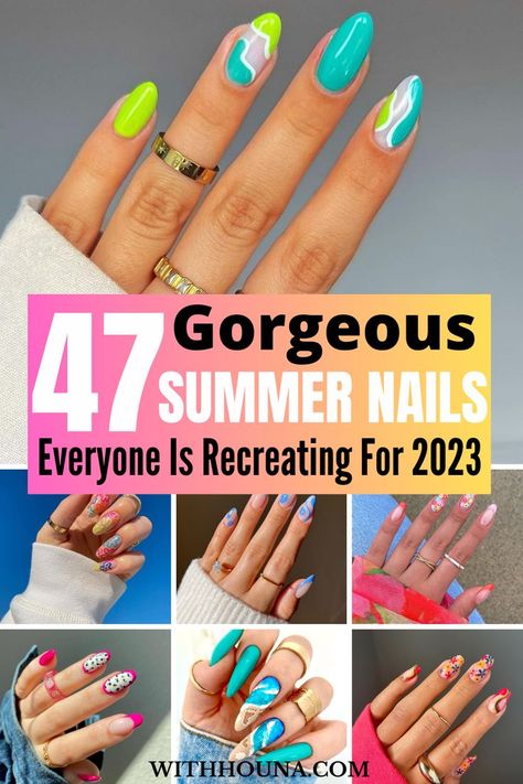 Summer is finally here and I can bet you're on the hunt of the most gorgeous summer nails of 2023 to recreate. If so, you're in the right place because as a nail artist, I've got you cute and trendy summer nail designs of 2023 that are going viral on all socials. You'll find everything from summer nail inspo, trending summer nails, bright summer nails, summer nails inspiration, summer nail ideas, cute summer nails, and so much more. Nails Of 2023, Almond Nails Designs Summer, Best Summer Nail Color, Summer Nails Almond, Bright Nail Designs, Cute Summer Nail Designs, Fun Summer Nails, Summer Nail Ideas, Summer Gel Nails