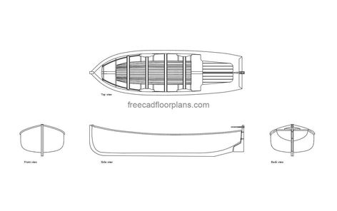 Wooden Boat - Free CAD Drawings Pool Houses Plans, Library Seating, House Plans Design, Floor Plans House, One Storey House, Wooden Boat Building, Swimming Pool House, 2 Bedroom House Plans, Courtyard House Plans