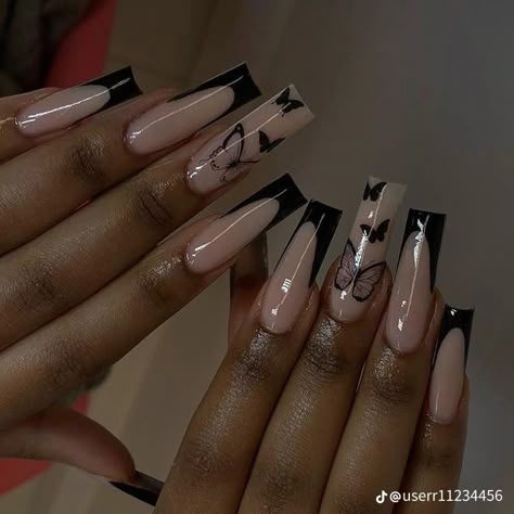 Ongles Bling Bling, Black Acrylic Nail Designs, Nagellack Trends, Black Acrylic Nails, Long Acrylic Nail Designs, Cute Acrylic Nail Designs, Short Square Acrylic Nails, Long Acrylic Nails Coffin, Acrylic Nails Coffin Pink