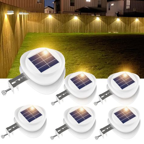 PRICES MAY VARY. 🔆【UPGRADED 9 LED SOLAR LIGHTS】 Newest 9 LED solar fence lights with larger solar panels and batteries. Last about 6-10 hours. The charging effect depends on the temperature and the time of direct sunlight, please install the solar lights in the place where can get sunlight directly 🔆【UNIQUE DESIGN】 Inspired by UFO, this backyard lights unique shape look like a UFO landing on a fence, eaves, walls or other places where you are installing. It is a very ideal decorative light for Backyard Lights, Wall Landscape, Fence Lights, Solar Spot Lights, Solar Fence Lights, Stair Wall, Solar Deck Lights, Fence Lighting, Deck Lights