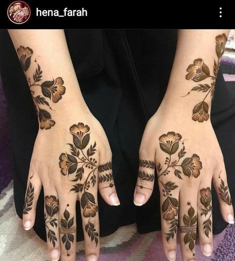 Simple Henna Design, Henna Designs Back, Mehndi Ideas, Arabic Henna Designs, Floral Henna Designs, Finger Henna Designs, Henna Tattoo Designs Hand, Arabic Henna, Latest Henna Designs