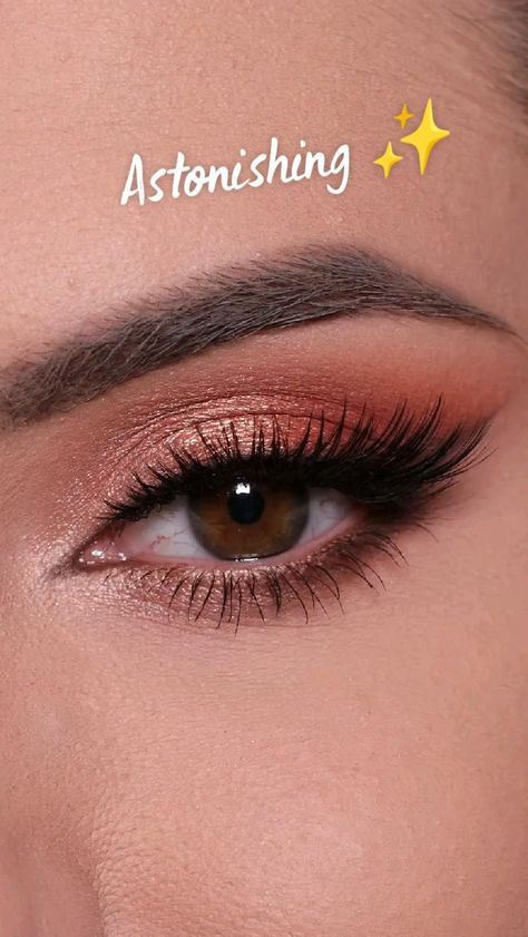 Find the perfect wedding makeup to complement your brown eyes on Amazon. Eye Shadow With Black Dress, Eyeshadow Looks For Beige Dress, Eyeshadow Looks For Daytime, Natural Makeup Looks For Brown Eyes Wedding, Natural Make Up Looks For Brown Eyes Tutorials, Peach And Brown Eyeshadow Looks, Sparkly Hooded Eye Makeup, Pinkish Brown Eyeshadow, Easy Rose Gold Eye Makeup