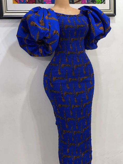 african print dress Trending Ankara Gowns, Chitenge Outfits, Puff Sleeve Bodycon Dress, Gown Simple, Ankara Dress Designs, Nigerian Dress, Ankara Dress Styles, African Print Dress Ankara, African Print Dress Designs