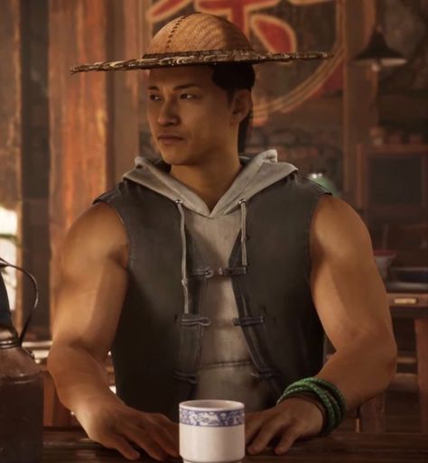 kung lao mk1 Kung Lao, Silly Hats, Call Off Duty, Johnny Cage, Holy Moly, Star Wars Humor, Comic Panels, Video Game Characters, Anime Boys