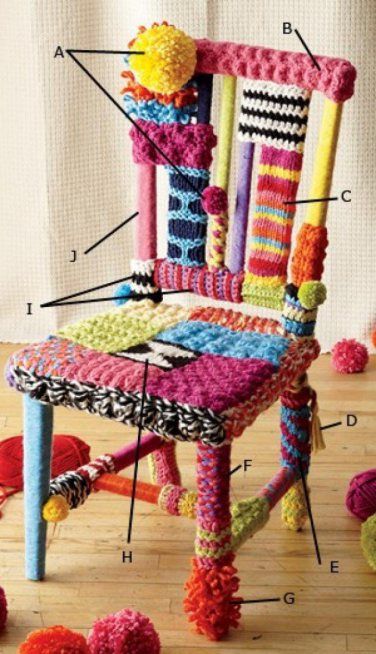 Transform Your Furniture With Knitted Furniture Crafts-usefuldiyprojects (45) Knitted Wit, Art Yarn, Crochet Home, Yarn Art, Yarn Crafts, A Chair, Crochet Yarn, Crochet And Knitting, Knitting And Crochet