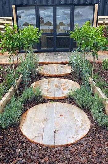 Wood Pathway, Wood Walkway, Wood Path, Wooden Path, Backyard Walkway, Pathway Landscaping, Walkways Paths, Wooden Walkways, Walkway Ideas