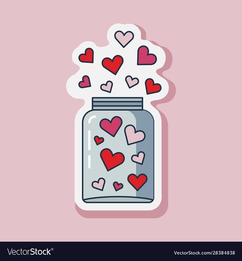 Jar Aesthetic, Up Carl Y Ellie, Valentine Icon, Jar Of Hearts, Aesthetic Heart, Jar Stickers, St Valentine, Valentine Stickers, Valentines Printables Free