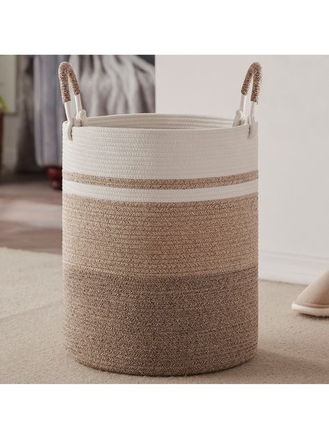 OIAHOMY Cotton Laundry Basket Woven Rope Laundry Hamper Large Storage Laundry BasketI discovered amazing products on SHEIN.com, come check them out! Toys In Living Room, Rope Laundry Basket, Basket For Clothes, Woven Hamper, Woven Laundry Basket, Decorative Storage Baskets, Basket With Handles, Laundry Baskets, Laundry Room Storage