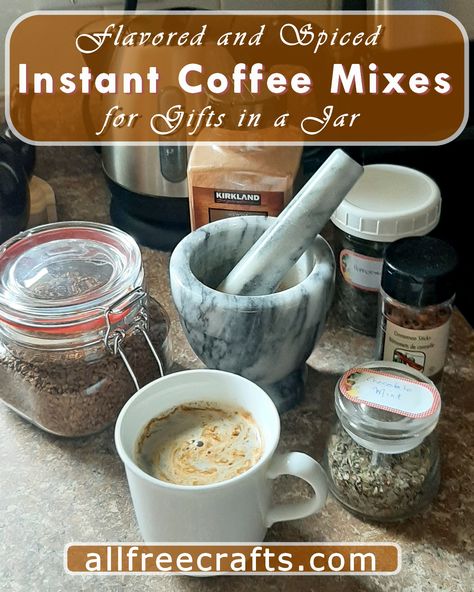 Mixes For Gifts, Ground Coffee Recipes, Homemade Gifts In A Jar, Cappuccino Mix Recipe, Flavored Coffee Recipes, Instant Coffee Recipes, Gifts In A Jar, Mix In A Jar, Homemade Dry Mixes