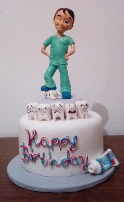 Dentist Cake Design, Dentist Cake Ideas Birthday, Dentist Cake Ideas, Dental Cake Ideas, Dentist Theme Cake, Dentist Birthday Cake, Tooth Cake Design, Happy Birthday Dentist, Dentist Birthday