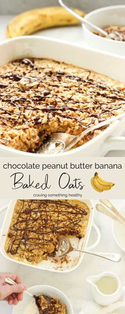 Chocolate Peanut Butter And Banana Baked Oats | Craving Something Healthy | Recipe | Protein baking, Pb2 recipes, Banana baked oatmeal Banana Baked Oats, Oats Baked, Pb2 Recipes, Peanut Butter And Banana, Protein Chocolate, Complex Carbs, Baked Oatmeal Recipes, Oats Breakfast, Baked Oats