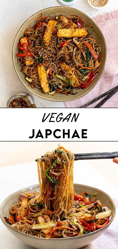 Korean Glass Noodles, Vegan Japanese, Potato Noodles, Sweet Potato Noodles, Glass Noodles, Misty Mountain, Vegetarian Lunch, Traditional Korean, Mountain Retreat