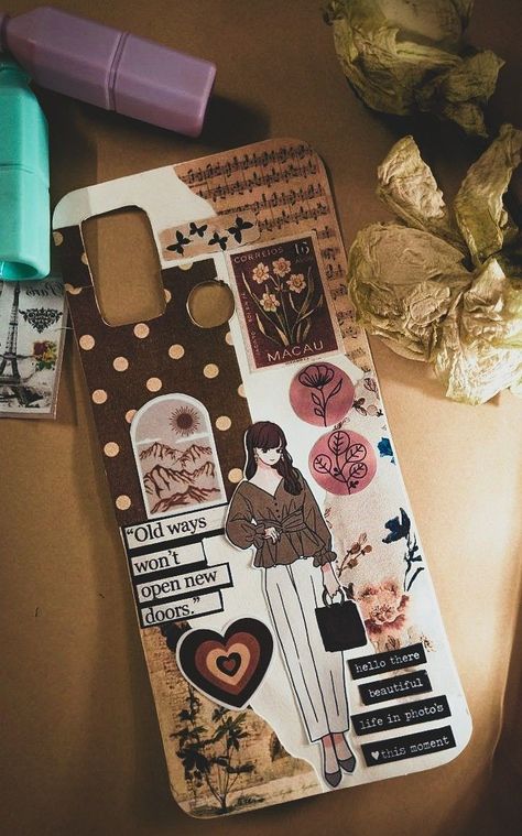 Aesthetic Mobile Case Sticker, Mobile Cover Ideas Aesthetic, Cover Phone Ideas Design, Journaling Phone Case, Mobile Covers Aesthetic, Mobile Case Design Ideas, Backcover Phone Ideas Aesthetic, Aesthetic Back Covers For Phone, Aesthetic Cases Iphone