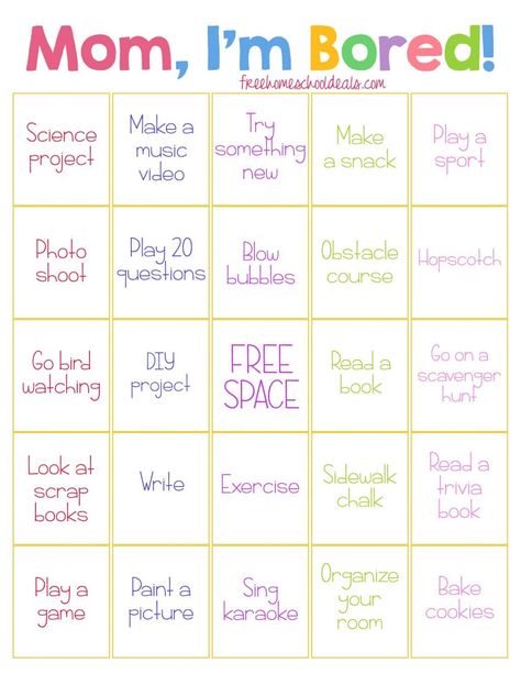 FREE "I'M BORED" BINGO CARD ACTIVITY (Instant Download) Organisation, Babysitting Tips, Weekend Home Projects, Health And Fitness Aesthetic, Fun Activites, Bored Ideas, Game Room Home, Summertime Activities, Reading Quote