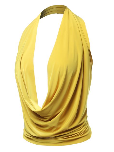 A2Y Women's Sexy Drape Front Deep V-Neck Cowl Neckline Halter Backless Party Club Top Yellow L #Ad #Front, #AFF, #Deep, #Neck Low Cut Halter Top, Backless Halter Top, Drape Top, Low Cut Top, Spring Dresses Casual, Swag Outfits For Girls, Club Tops, Backless Top, Costume Intero