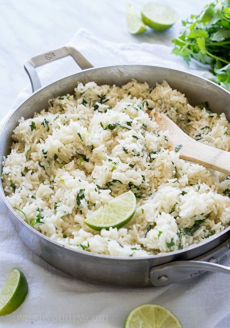 Cilantro Lime Rice Cilantro Lime Rice Recipe, Coconut Milk Rice, Lime Rice Recipes, Rice Side Dishes, Lime Rice, Cilantro Lime Rice, Coconut Rice, Spice Jar, Cilantro Lime