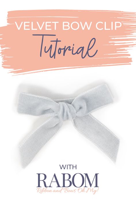 Velvet Bow Clip Tutorial Diy Velvet Bow Hair Clips, How To Tie A Velvet Bow, How To Make A Ribbon Bow, Mini Hair Bows, Hair Bow Tutorial, Perfect Bow, Hair Clips Diy, Bows Diy Ribbon, Fabric Hair Bows