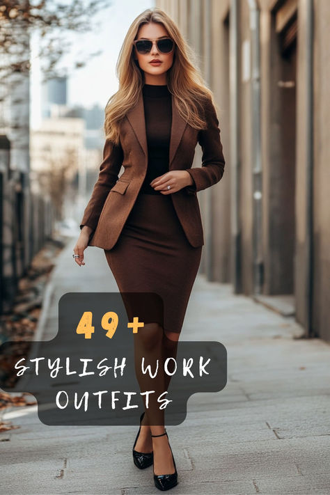 Achieve a polished look with these 49 stylish work outfits. Whether you're in a creative environment or a corporate setting, these outfit ideas cater to all professional styles. From classic suits to trendy separates, find the perfect balance between comfort and chic. Click to explore these must-try work outfits! 👗💼 #PolishedStyle #WorkOutfits #ChicOfficeWear #FashionInspo #ProfessionalWardrobe #StyleIdeas #OfficeChic Winter Work Professional Outfits, Blazer Corporate Outfit, Professional Lawyer Outfits, Winter Business Dress Outfits, Woman Manager Outfit, Business Woman Attire Professional, Interview Outfit For Petite Women, Legal Professional Outfits, Dress Like A Boss Woman Work Outfits