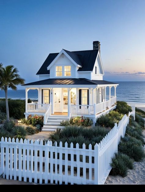 American Coastal House, Small Beach House, White Homes, Sky Window, Nantucket Style Homes, Small Beach Houses, Small Cottage House Plans, House Image, Wraparound Porch