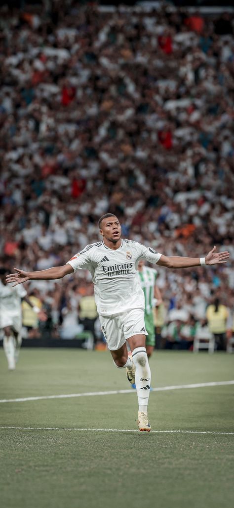 #kylianmbappe #bernabeu #realmadrid #wallpapers Happy Footballers, Kylian Mbappe Wallpaper, Mbappe Wallpapers, Escudo Real Madrid, Kylian Mbappe Real Madrid, Mbappe Real Madrid, Mbappe Kylian, Best Soccer Players, Real Madrid Wallpaper