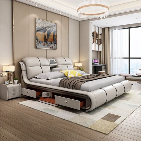 Ultra Modern Bedroom, Modern Style Bed, Queen Size Bed Sets, Smart Bed, Massage Bed, King Size Bedding Sets, Twin Bed Frame, Leather Bed, Material Bed