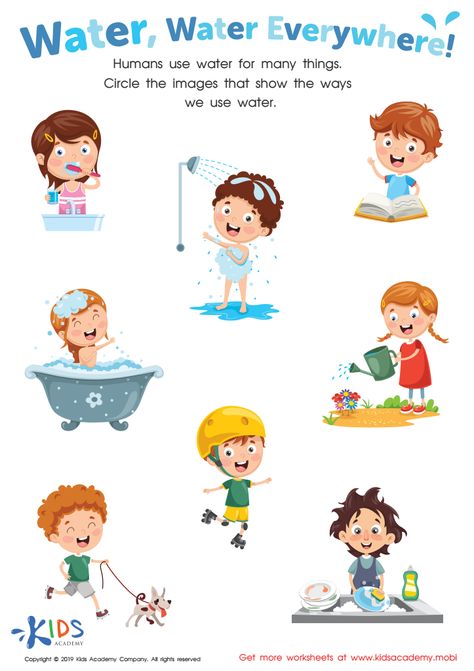 What Do We Use Water For Preschool, Water Uses Kindergarten, Water Uses Worksheet, Uses Of Water Images, Theme Water Preschool Activities, Water Kindergarten Activities, Uses Of Water Worksheet For Kindergarten, Uses Of Water Chart For Kids, Importance Of Water For Kids