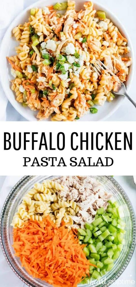 Salad Sides, Buffalo Chicken Pasta Salad, Chicken Pasta Salad Recipes, Sliced Fruit, Ranch Sauce, Easy Buffalo Chicken, Salads Pasta, Buffalo Chicken Pasta, Chicken Veggies