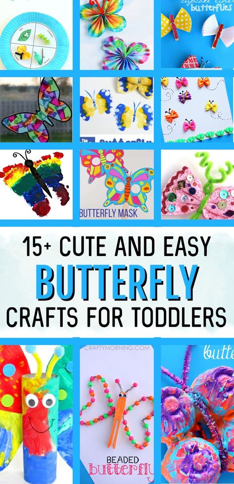 Nature, Preschool Butterfly Crafts, Butterfly Crafts For Toddlers, Easy Diy Butterfly, Butterfly Craft Ideas, Butterfly Crafts Preschool, Butterfly Activities, Butterfly Art And Craft, Handprint Butterfly