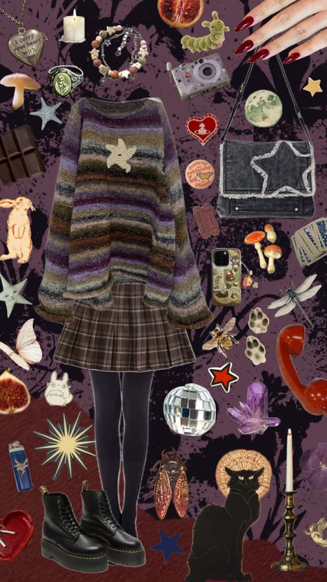 #outfit #whimsigoth #whimsigothoutfit #outfitinspo #outfitinspiration #whimsical Witchy Outfits, Outfit Collage, Funky Outfits, Goth Outfits, Really Cute Outfits, Look At You, Cozy Fashion, Aesthetic Outfits, Outfits Aesthetic