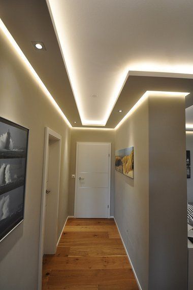 Hallway Led Lighting, Modern Hallway Lighting, Living Room Separator Ideas, Wall Partition Design, Living Room Divider, Corridor Design, Interior Ceiling Design, Architectural Lighting Design, Pop False Ceiling Design