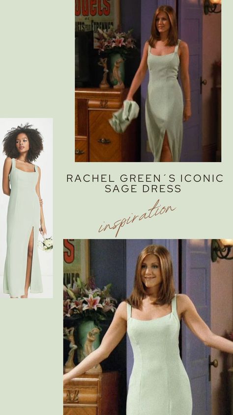 Asos has an affordable dupe of one of Rachel Green´s most iconic dresses! We all fell in love with Rachel´s mint dress from 'The One Where No One’s Ready' and now we can all channel Rachel on a 50$ dress that will make us feel like a million bucks. Rachel Dress Friends, Rachel Green Blue Dress, Friends Rachel Dress, Rachel Green Mint Dress, Rachel Green Bridesmaid Dress Friends, Rachel Green Green Dress, Rachel Green Yellow Dress, Rachel Green Wedding Dress, Rachel Green Dress Outfits