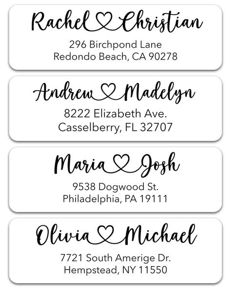 PRICES MAY VARY. WEDDING RETURN ADDRESS LABELS - Personalize the labels with your own custom text. Perfect for adding your name and return address to letters, cards, gifts, invites, wedding invitations, thank you cards and other types of mailing envelopes! MULTIPLE QUANTITIES - Quantities Range from 100 labels to 1000 labels. Choose the perfect quantity of wedding return address mailing labels that suits your needs. SIZING - Standard size address labels. Each return label measures 2.5" x 0.75". Address Labels Printable Free, Fonts For Christmas, Planner Worksheets, Free Wedding Planner Printables, Classic Calligraphy, Wedding Planner Binder, Wedding Return Address Labels, Wedding Address Labels, Wedding Return Address