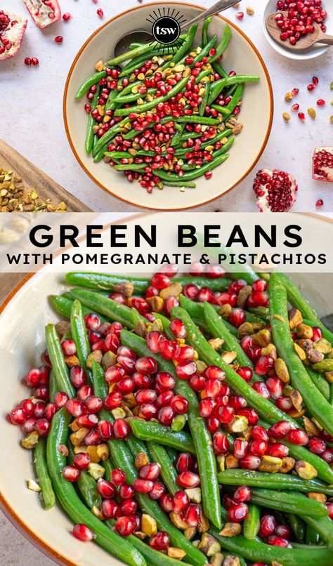 Green Beans With Pomegranate, Thanksgiving Recipes For Kids, Autumn Baking Recipes, Salmon Side Dishes, Dinner Comfort Foods, Wife Recipes, Side Dishes For Ribs, Creamy Green Beans, Christmas Side Dish