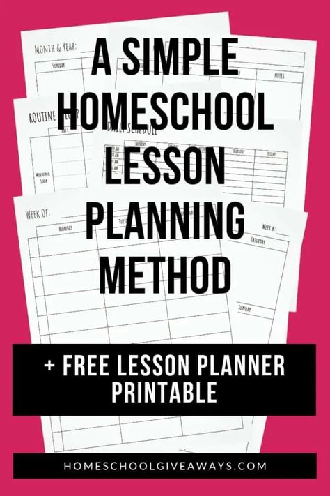 A Simple Homeschool Lesson Planning Method + FREE Lesson Planner Free Lesson Planner, Lesson Planner Printable, Homeschool Lesson Planner, Free Homeschool Resources, Homeschool Lesson Plans, Homeschool Freebies, Kids Worksheets Printables, How To Start Homeschooling, Free Lesson Plans