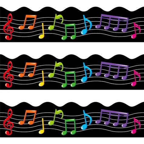 PRICES MAY VARY. 🚀 WHAT WILL YOU GET. 72 pcs music bulletin board borders for classroom decoration per pack, each piece measures 3" x 12", the total length is approx.72 feet. 🚀 MUSICAL THEME DESIGN. Designed with colorful musical notes against black background, unique and vibrant, perfect for music lover. Decorate your classroom with these musical notes borders, create a music atmosphere. 🚀POPULAR MUSIC DECORATION. Use music borders to liven up your music classroom! Create music styles for bu Design For Bulletin Boards, Music Border Design, Music Room Bulletin Boards, Music Border, Classroom Back To School, Music Bulletin Board, Music Party Decorations, Wall Decor Music, Music Classroom Decor