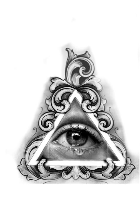 Triangle With Eye, Realistic Eye Tattoo, Triangle Tattoo Design, Tato Flash, All Seeing Eye Tattoo, Drawing Made Easy, Eyeball Tattoo, Triangle Eye, Filigree Tattoo